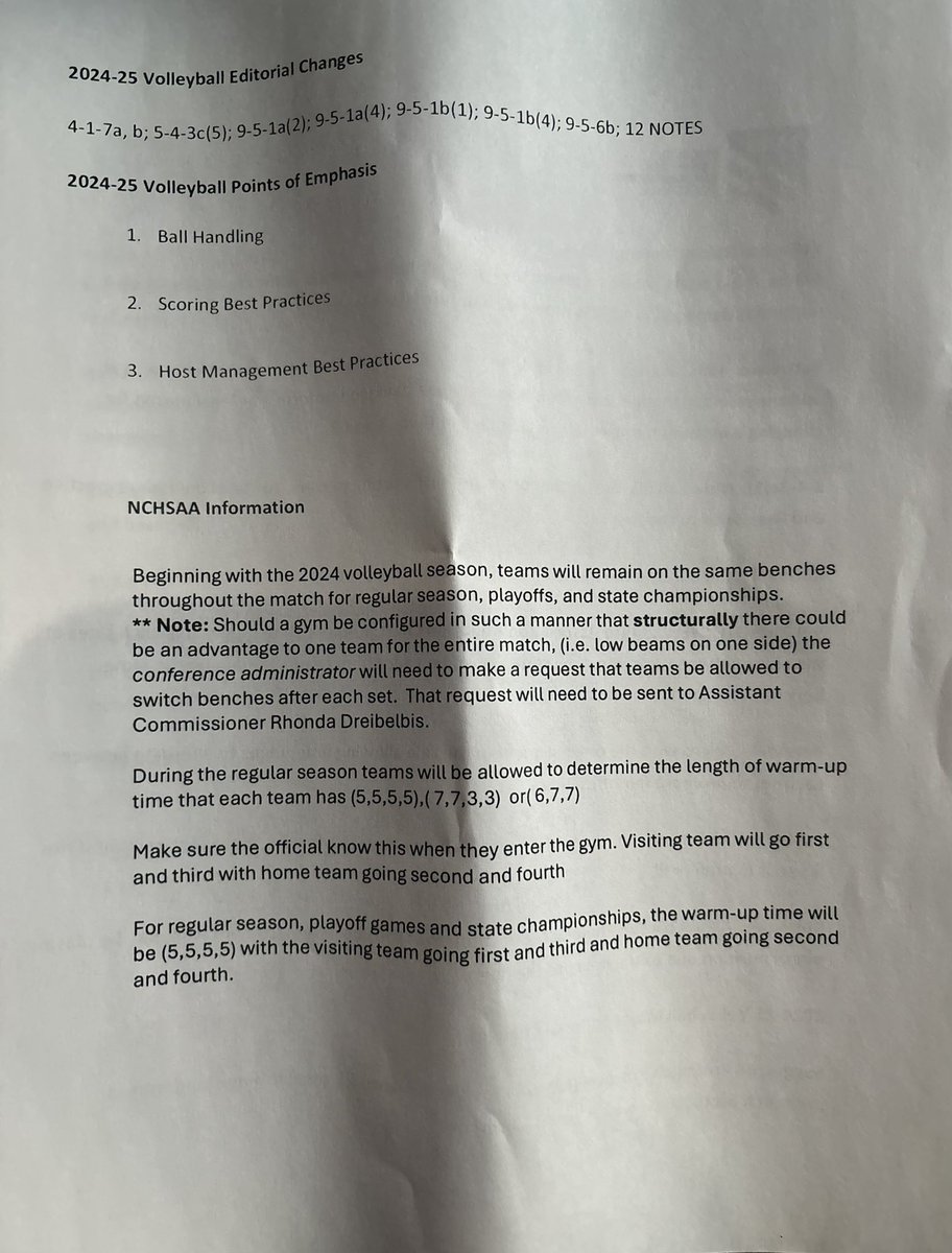 2024-2025 Rule Changes and Points of Emphasis for Volleyball!