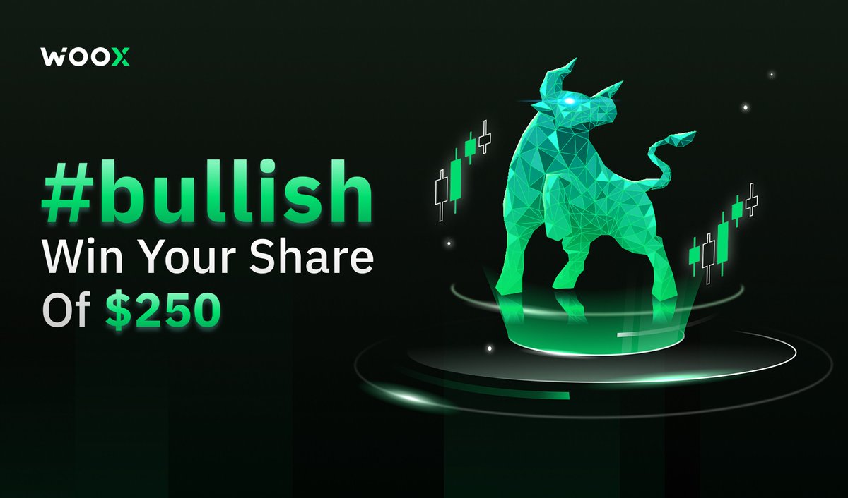 Use AI to show us what has you bullish right now! $250 up for grabs!

To enter:
▫️ Follow <a href="/_WOO_X/">WOO X</a>, RT this post
▫️ Create an image of what is making you bullish &amp; share in the comments
▫️ Tag 3 friends using the hashtags #bullish &amp; #WOOX

5 winners will get $50 each.