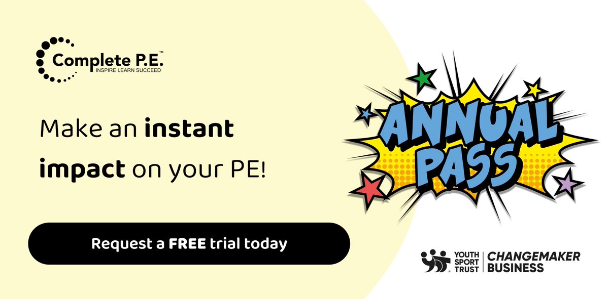 Complete_PE's tweet image. 💥 Make an instant impact on your #PE in September...

... purchase an Annual Pass to #CompletePE 💳

🔴 Pick your units of work
🟢 Access all areas of the resource
🔵 Enjoy teaching PE

Go to 👉 completepe.com to request a #FREE trial.