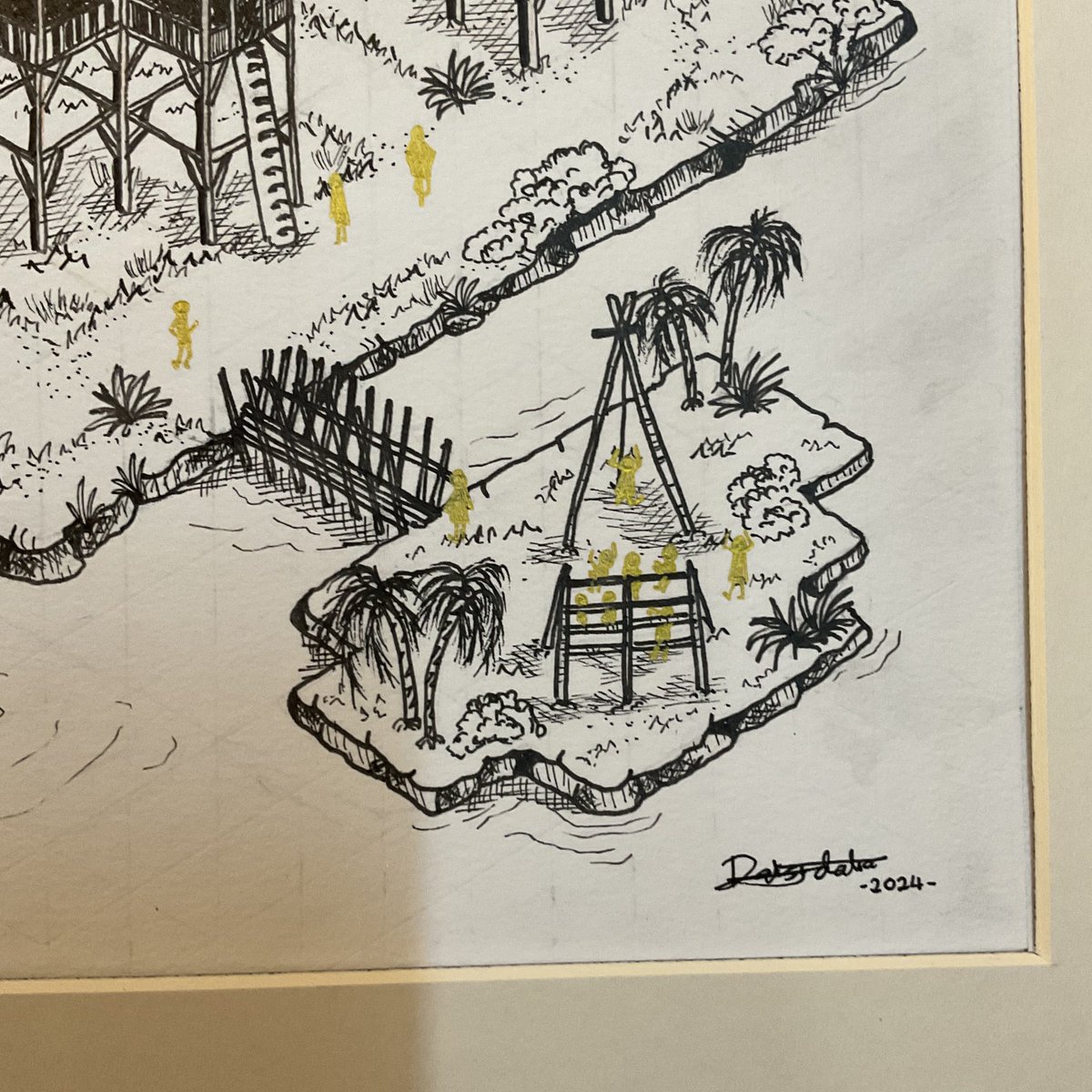 bydaisydalia's tweet photo. Threads : closeup of my latest artwork 🤍

penan - permainan tibow - mix of sarawak traditional house iban melanau bidayuh etc https://t.co/yRpxZmUjRi