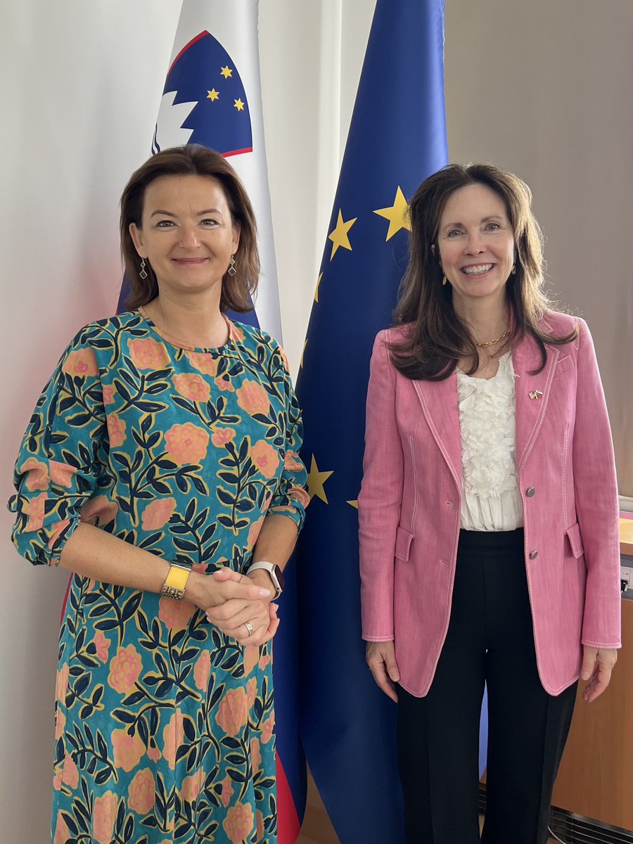 It was an honor to meet one final time with Foreign Minister <a href="/tfajon/">Tanja Fajon</a>. Her vision for the wide-ranging potential of the U.S.-Slovenia friendship and her service to her country have been an inspiration to me over the past two years. 🇸🇮🤝🇺🇸 <a href="/MZEZ_RS/">MFEA Slovenia</a>