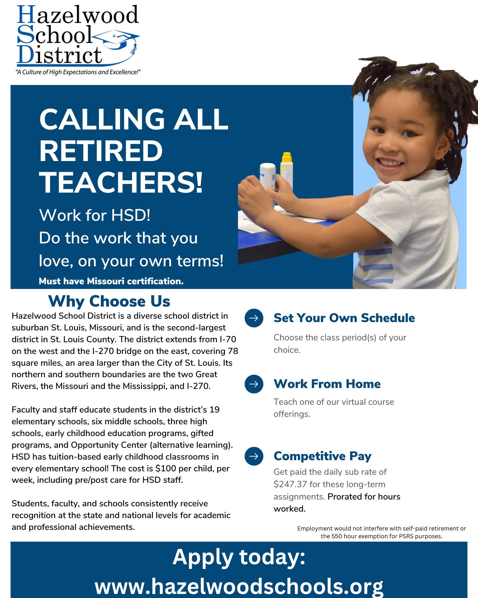 Hazelwood School District on X: &ldquo;Calling all retired teachers to 