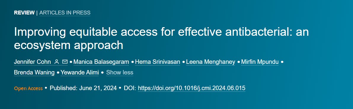 Manica Balasegaram (@manica_amr) on Twitter photo Very pleased to see our latest article published in <a href="/ESCMID/">ESCMID</a> Clinical Microbiology and Infection
With @JenniferCohn2 <a href="/BrendaWaning/">Brenda Waning</a> <a href="/MirfinM/">Mirfin Mpundu DrPH</a> <a href="/hemasrinivasan0/">Hema Srinivasan</a> <a href="/YewandeAlimiMD/">Yewande Alimi MD</a>
clinicalmicrobiologyandinfection.com/article/S1198-… Very pleased to see our latest article published in <a href="/ESCMID/">ESCMID</a> Clinical Microbiology and Infection
With @JenniferCohn2 <a href="/BrendaWaning/">Brenda Waning</a> <a href="/MirfinM/">Mirfin Mpundu DrPH</a> <a href="/hemasrinivasan0/">Hema Srinivasan</a> <a href="/YewandeAlimiMD/">Yewande Alimi MD</a>
clinicalmicrobiologyandinfection.com/article/S1198-…