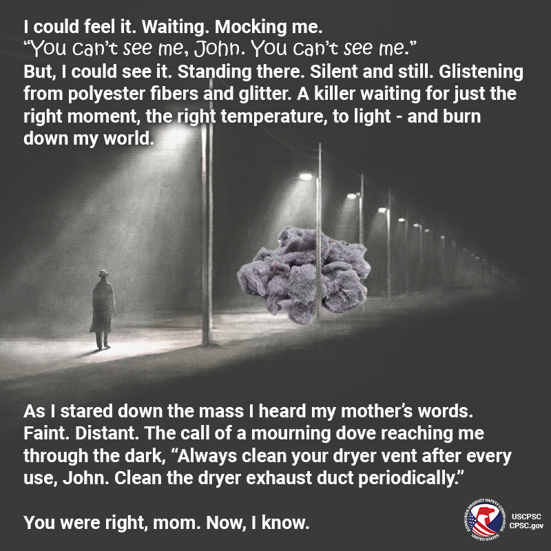 USCPSC's tweet photo. If you read one dryer lint noir this morning... https://t.co/jK4CdFZU45