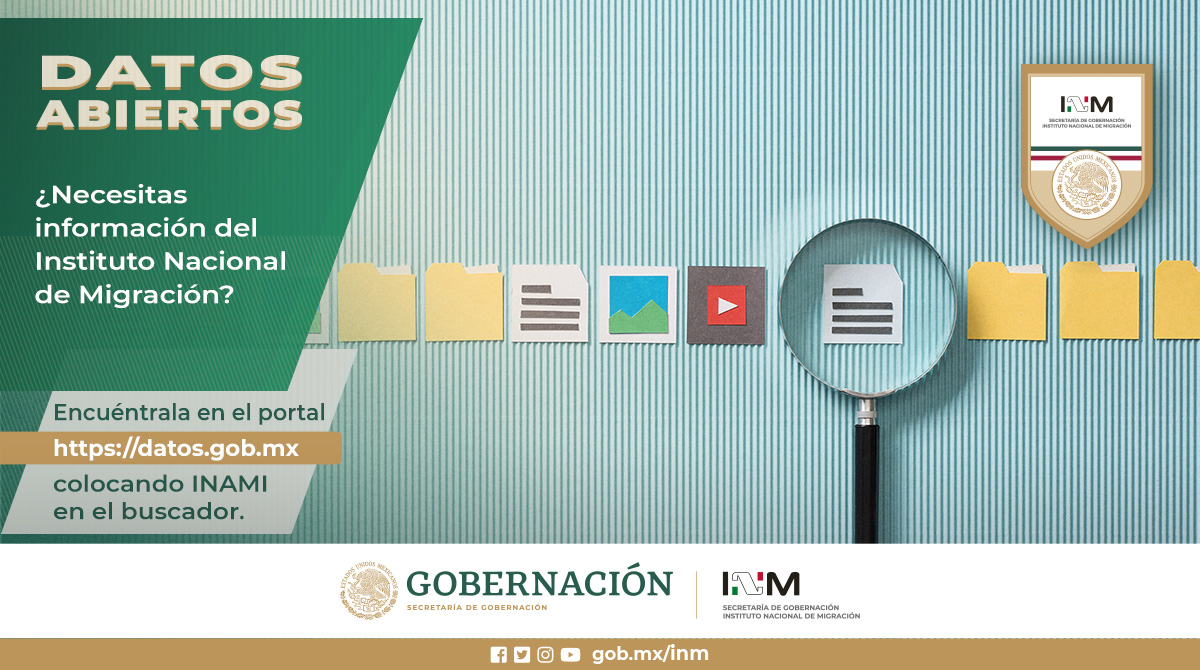 INAMI_mx's tweet photo. En el portal de #DatosAbiertos 💻 encontrarás información estadística 📊 sobre el @INAMI_mx.
#Daclick 👉🏻 https://t.co/6kcoFKzTT8 https://t.co/j1YOZoPjt5