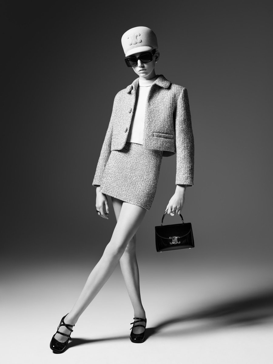 fashionroadman's tweet photo. New CELINE Women Winter 24 campaign, 'La Collection de l'Arc de Triomphe', featuring Tess Breeden and shot and styled by Hedi Slimane in Monaco. https://t.co/4hPUPjExXQ