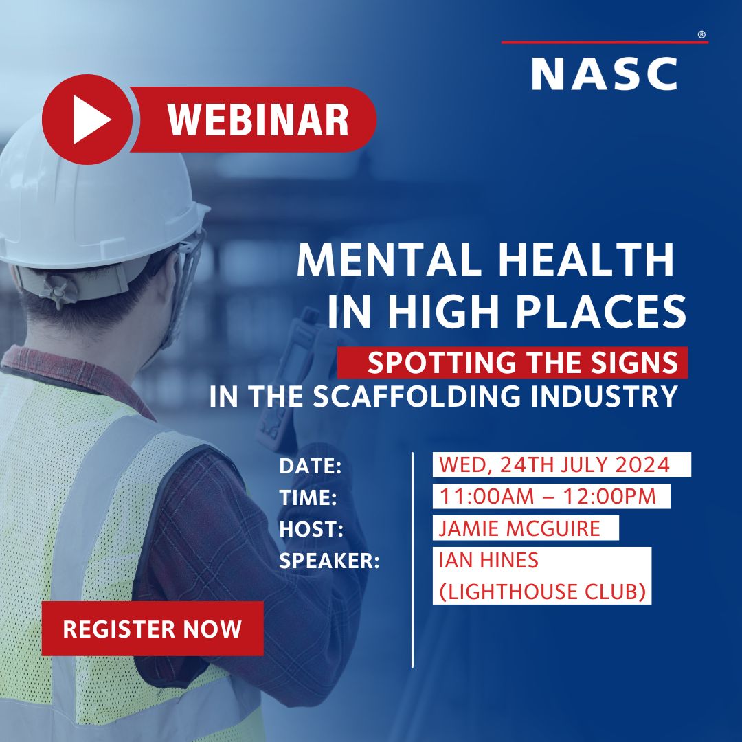 &lt;Webinar&gt; Mental Health in High Places: Spotting the Signs in the Scaffolding Industry

🗓️Wednesday, 24th July 2024
 ⏰11:00am – 12:00pm
💰Free

Register here us02web.zoom.us/webinar/regist…

Every day, two construction workers take their own life. This heartbreaking fact shows that we