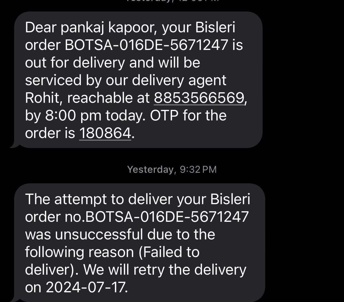 coolkaps1's tweet photo. @BisleriZone where is my order? Yesterday also no delivery attempt was made and this delivery agency doesn’t pick up the call ? Who
Will compensate me for the delay ? https://t.co/fVv6IUyXnv