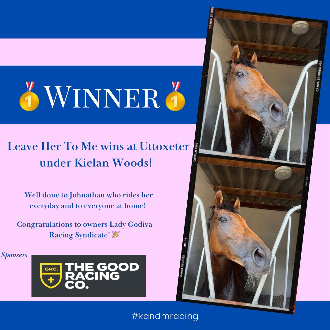 kandm_racing's tweet photo. Leave Her To Me battles to the line @UttoxeterRaces!! 🥇

#kandmracing #winner https://t.co/LIFtCJFXJt
