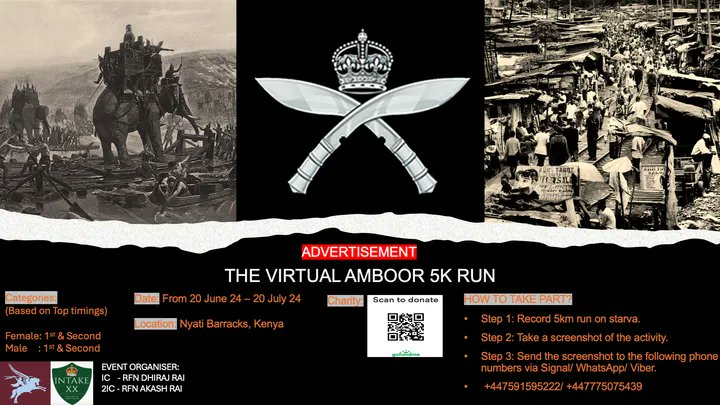 Virtual Amboor 5km Run charity event organised by Rifleman Dhiraj Rai, The Royal Gurkha Rifles were deployed on tasks in, Kenya. Aim was to raise money for Likii Primary School in Kenya and Khukuri Fund. gofund.me/f19c4a14

#Gurkha #Charity #Kenya #Donate #Soldier