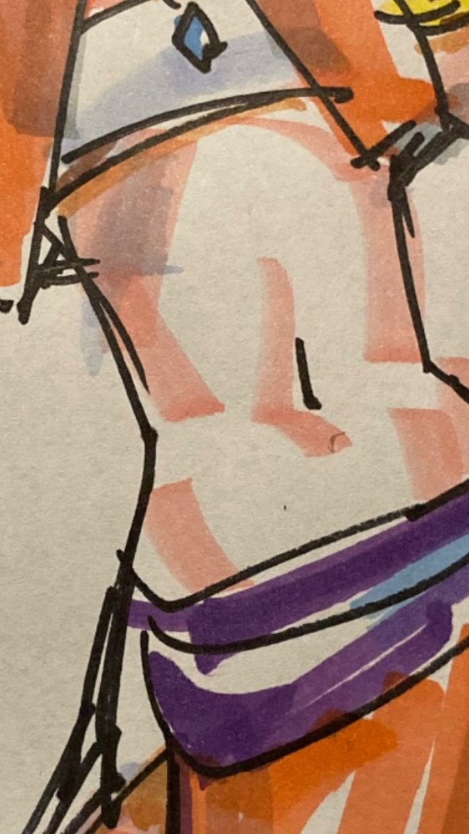 数回描いたけどこのマーカーカサカサだしなんなら次の日色が変わっているのでw 明日あたりそろそろ水彩の出番かなぁとか思ってる。ちょい楽しみ。毎日描けばアナログのカンも取り戻せるっしょ。