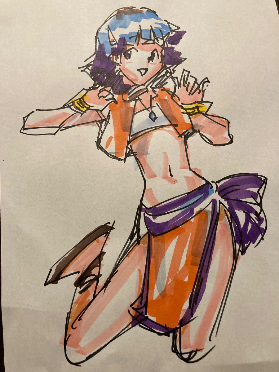 数回描いたけどこのマーカーカサカサだしなんなら次の日色が変わっているのでw 明日あたりそろそろ水彩の出番かなぁとか思ってる。ちょい楽しみ。毎日描けばアナログのカンも取り戻せるっしょ。