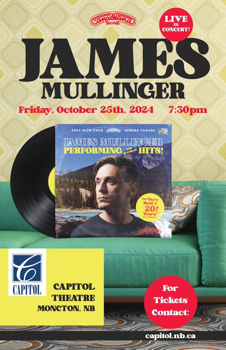 jamesmullinger's tweet photo. Moncton, New Brunswick tour date! Get on this, my friends! 100 minutes of laughter guaranteed and not many seats left at @CapitolMoncton: https://t.co/1jUS0BONte #Moncton #JamesMullinger @CityofMoncton @CBCMoncton @MRD_EDA @ArtsCultureNB https://t.co/0HlKqCblLS