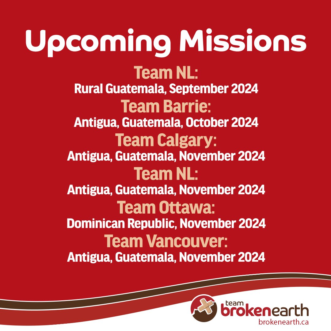 2024 is shaping up to be a busy year for us – all thanks to our incredible volunteers and our donors! Your support goes directly towards our missions, ensuring we can go where people need us. Designate your gift by team, country, or area of greatest need: brokenearth.ca/our-work/#upco…