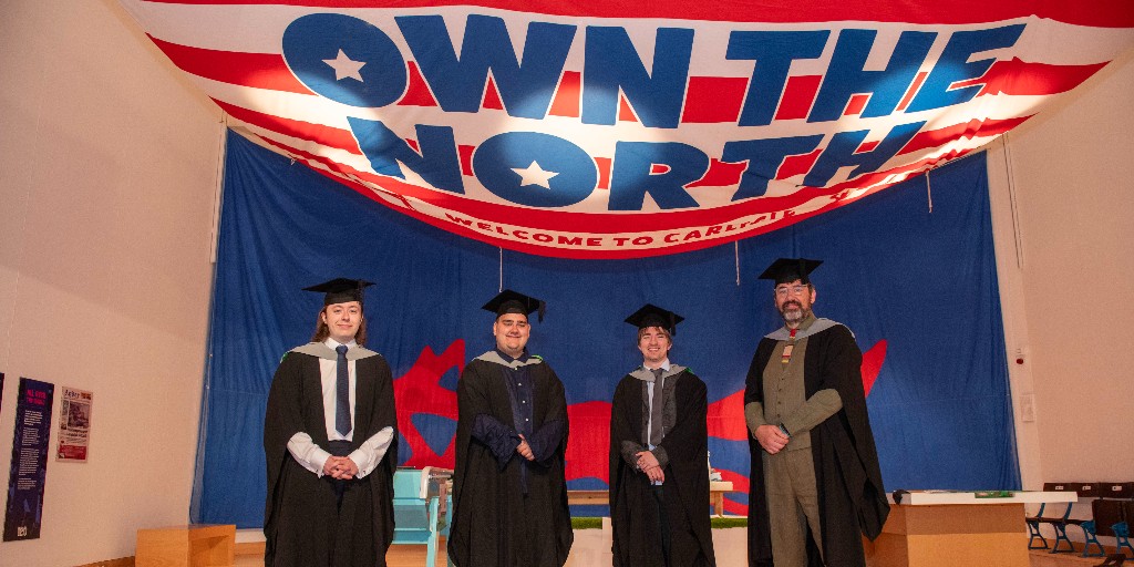 University of Cumbria (@cumbriauni) on Twitter photo Work by arts graduands, students & staff features in a major <a href="/officialcufc/">Carlisle United FC</a> exhibition kicking off this weekend.
Story: gloo.to/F8UJ
#CumbriaUni #graduation #WeAreCumbria #BackingTheBlues #CUFC #COYB
<a href="/TullieCarlisle/">Tullie</a> <a href="/CumberlandCoun/">Cumberland Council</a> <a href="/HeritageFundUK/">The National Lottery Heritage Fund</a> Work by arts graduands, students & staff features in a major <a href="/officialcufc/">Carlisle United FC</a> exhibition kicking off this weekend.
Story: gloo.to/F8UJ
#CumbriaUni #graduation #WeAreCumbria #BackingTheBlues #CUFC #COYB
<a href="/TullieCarlisle/">Tullie</a> <a href="/CumberlandCoun/">Cumberland Council</a> <a href="/HeritageFundUK/">The National Lottery Heritage Fund</a>