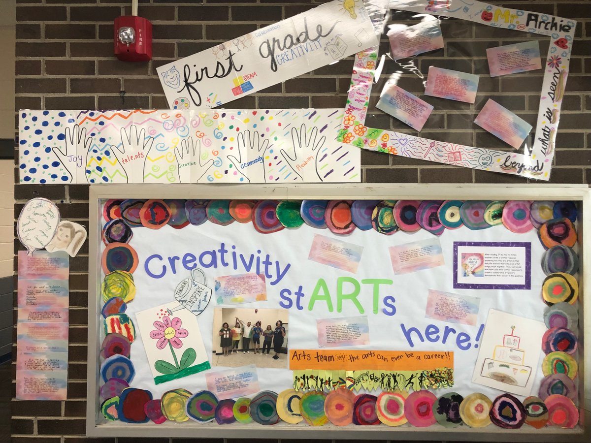 LisaFallaw's tweet photo. I am so in love with our Back to School Faculty bulletin board based on the book If You Are An Artist by Meg Auchenbach! Here’s to us all being artists during the 2024-2025 school year!! #CreativityStartsHere #ColorYourWorldWith… https://t.co/XzpBMhrsvv
