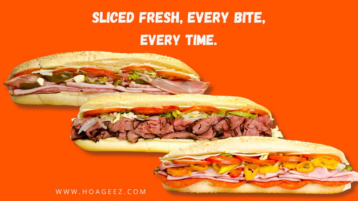 HOAGEEZ's tweet photo. Enjoy the flavor-packed goodness of our hoagies, made fresh just for you. https://t.co/uRT8deXB2s
#HoageezDay #HoagieLovers #EverydayHoageez" https://t.co/cbqNE4nKcy