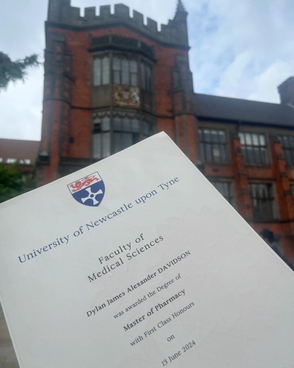 Dylan Davidson (@dylandavids_n) on Twitter photo Pharmacy? Mastered it!!
I've had the best four years at <a href="/NCL_Pharmacy/">Newcastle Pharmacy</a>. Extremely grateful for the endless support from friends, family and lecturers. Excited to start my foundation training and looking forward to the future! Pharmacy? Mastered it!!
I've had the best four years at <a href="/NCL_Pharmacy/">Newcastle Pharmacy</a>. Extremely grateful for the endless support from friends, family and lecturers. Excited to start my foundation training and looking forward to the future!