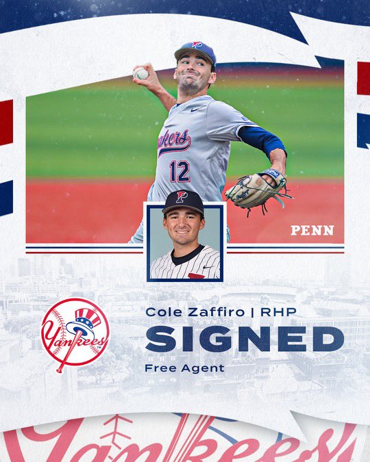 Penn Baseball (@pennbaseball) on Twitter photo ππ¨ ππ¦ππ³π’π§π , π’πβπ¬ ππ¦ππ³π’π§π
Congratulations to Cole Zaffiro for signing a free agent deal with the <a href="/Yankees/">New York Yankees</a>!
π° bit.ly/4cLwPtE
#QuakeShow | #FightOnPenn ππ¨ ππ¦ππ³π’π§π , π’πβπ¬ ππ¦ππ³π’π§π
Congratulations to Cole Zaffiro for signing a free agent deal with the <a href="/Yankees/">New York Yankees</a>!
π° bit.ly/4cLwPtE
#QuakeShow | #FightOnPenn