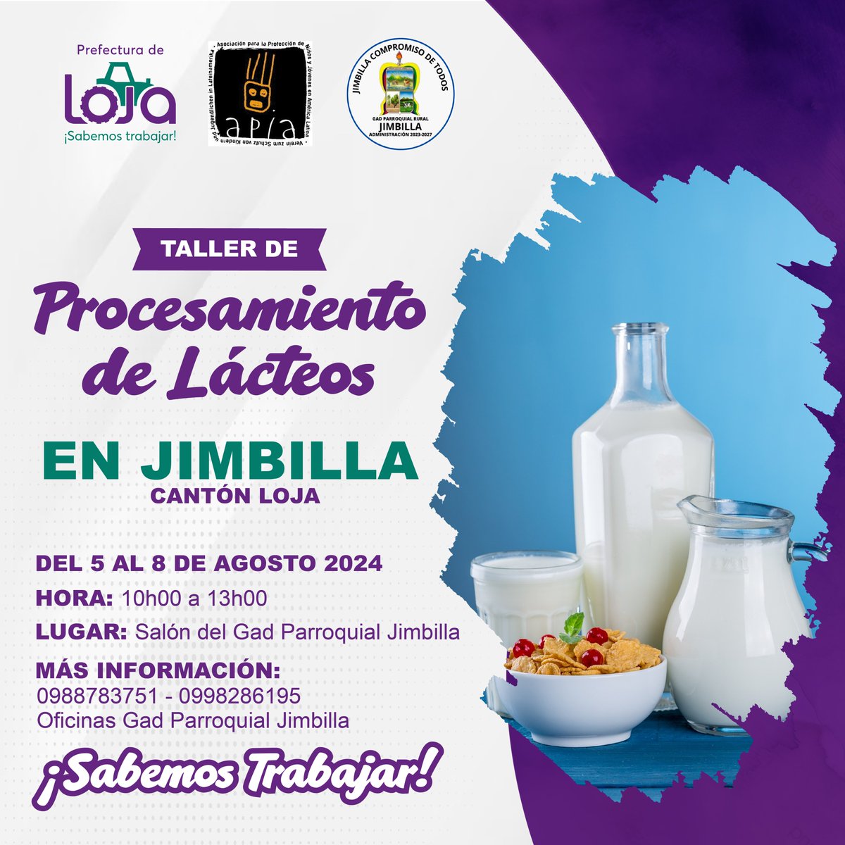prefecturaloja's tweet photo. 📌#LOJA
Asiste a los TALLERES GRATUITOS que dictaremos en la parroquia #Jimbilla y en el barrio #Menfis.
#SabemosTrabajar https://t.co/kI7GMtpban