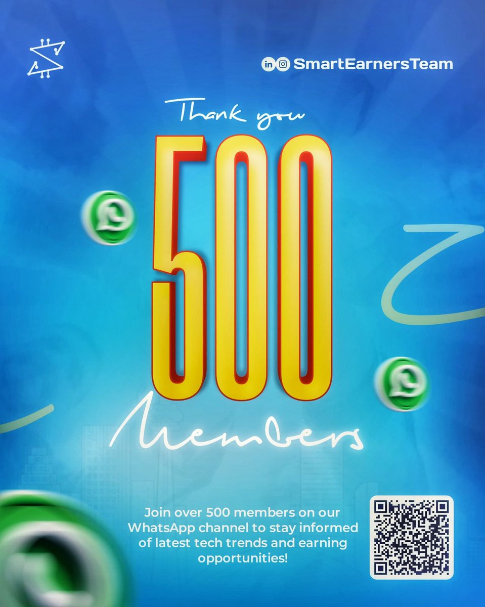 EVMlord's tweet photo. 🎉 500 Subscribers Giveaway! 🎉

I’m excited to announce that we’ve hit a major milestone – >500 subscribers on our WhatsApp channel! 🚀 And I’m so happy for each and every one of you who have joined this amazing community.

I’m hosting a $30(₦50,000) giveaway! Here’s what you need to do to enter:

- Follow @EVMlord
- Join the WhatsApp channel  [https://t.co/17Oa2749WE] (if you haven’t already).
- Like this post and comment below. Tell me what kind of updates you’d love to see.
- Share this post with 3 friends and tag me. Use hashtags #Giveaway #SmartEarnersTeam

Giveaway Prize:
🏆 ₦50k for 10 people (based on the community's poll)

Giveaway Rules:
The giveaway closes in 48 hours.
The winners will be chosen randomly and announced on Saturday, 20th July 2024.

Thank you all for your incredible support. This is just the beginning. Stay tuned for exciting updates and thanks again for being part of this journey! ❤️

#SmartEarnersTeam #Giveaway #Milestone #500Subscribers #ThankYou #WhatsApp