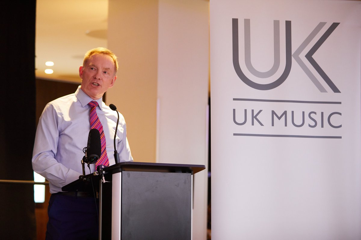 DCMS's tweet photo. "We believe that every child, regardless of their background, deserves the opportunity to explore their musical talents and have access to high-quality musical activities."
- @RhonddaBryant speaking at the @UK_Music annual summer event last night, celebrating the talent of our world leading music sector