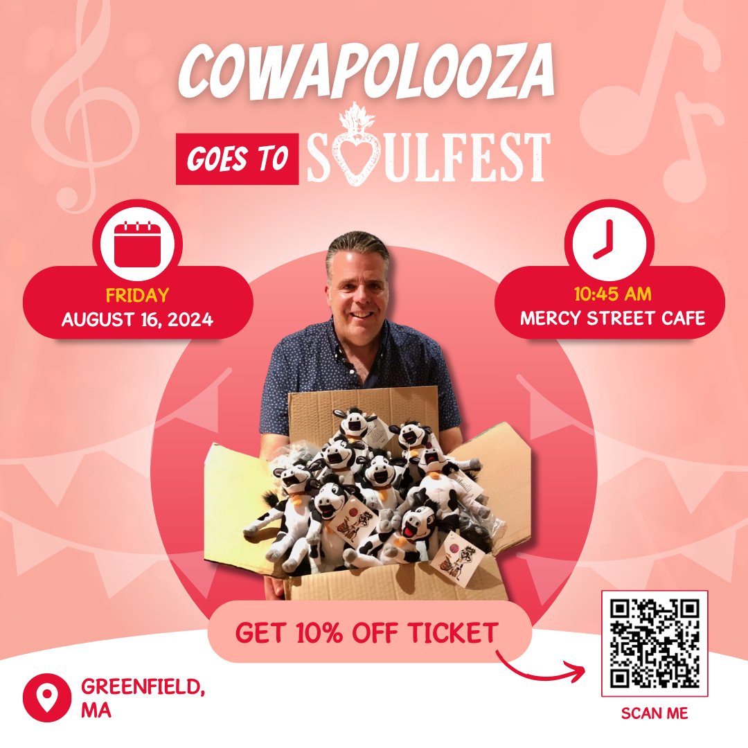 TheCowsGoMoo1's tweet photo. 🎟️ Special Offer Alert 🎟️
Scan the code below to grab your tickets and enjoy an exclusive 10% discount! 

📅 Date: August 16, 2024
📍 Location: Greenfield, MA; Mercy Street Cafe

🔗 GET DISCOUNTED TICKETS HERE: https://t.co/3DZ0EaNzoJ https://t.co/9vBUeZPQfD