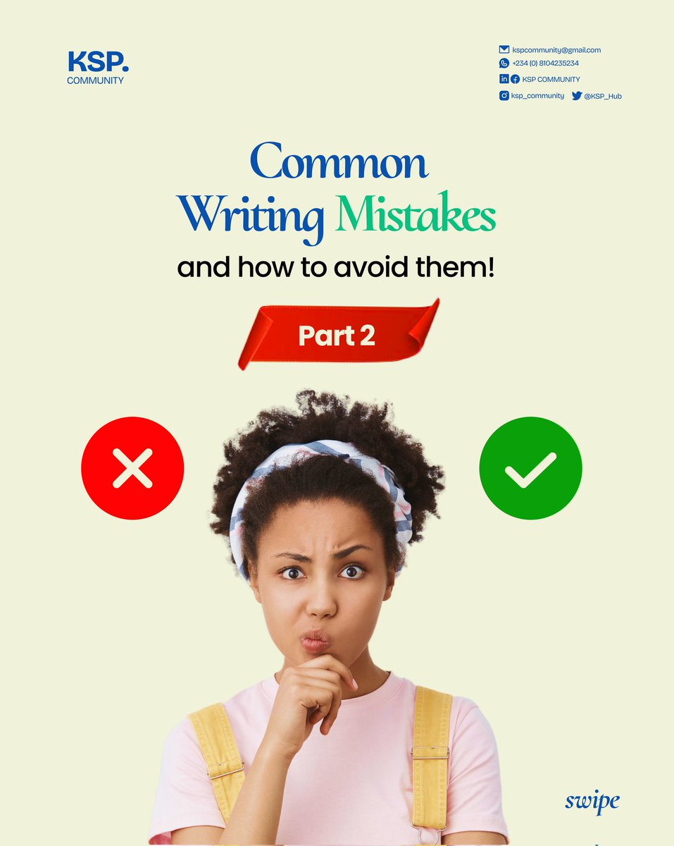 KSP_Hub's tweet photo. Common Writing Mistakes In English Vocabulary And How To Avoid Them 

🧵 https://t.co/mk4W87dvTr