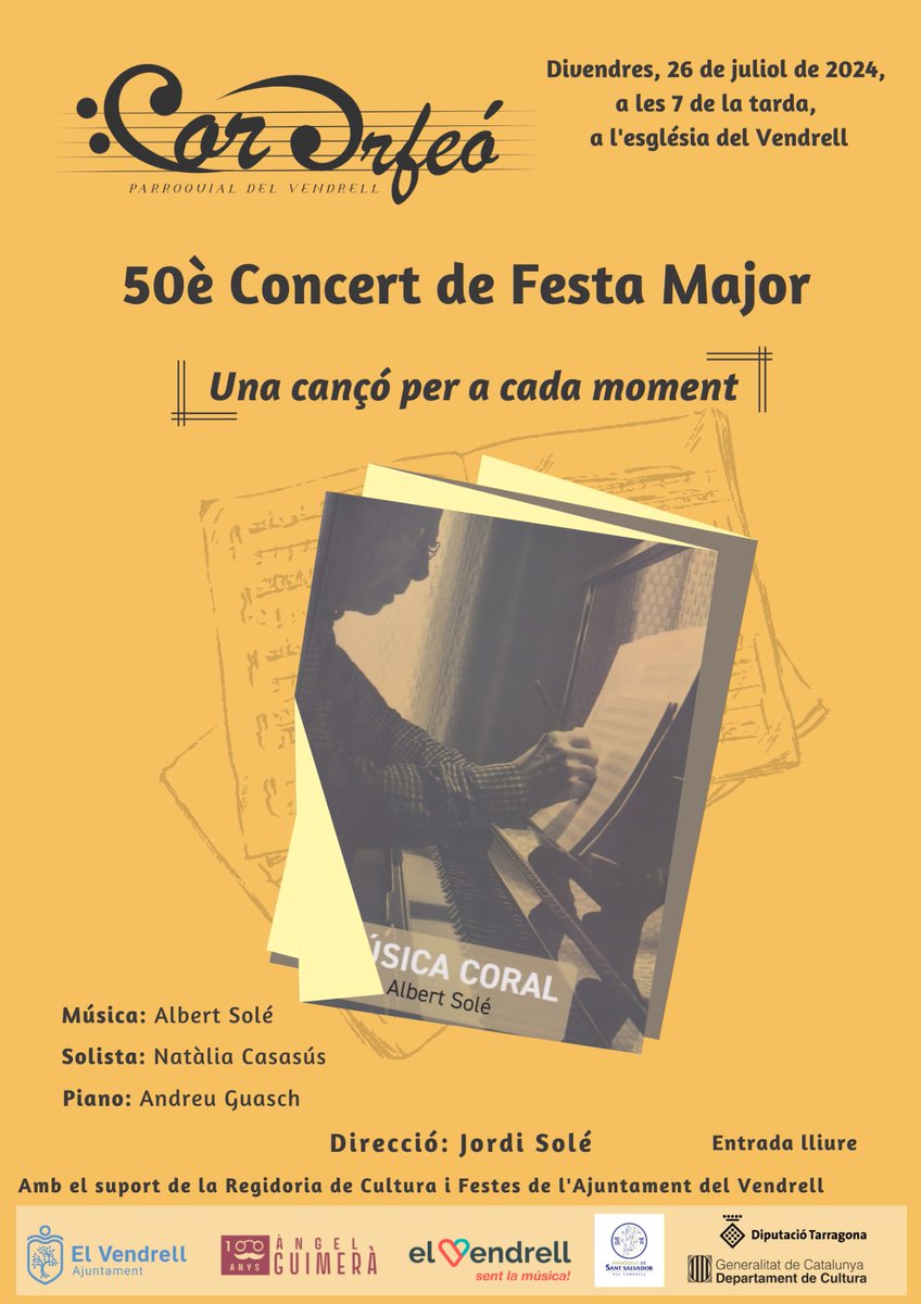 Des del 1973 el Cor Orfeó Parroquial del Vendrell us ofereix un Concert per la Festa Major, us hi esperem!