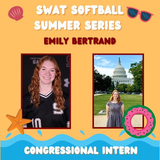 SwatSoftball_'s tweet photo. Next on our #SummerSeries ☀️ is our senior P/1B Emily Bertrand!

This summer Emily is interning for Congressman Nadler in Washington, D.C. In her free time, she has enjoyed exploring the city and meeting new people! https://t.co/eiXzAqqYAm