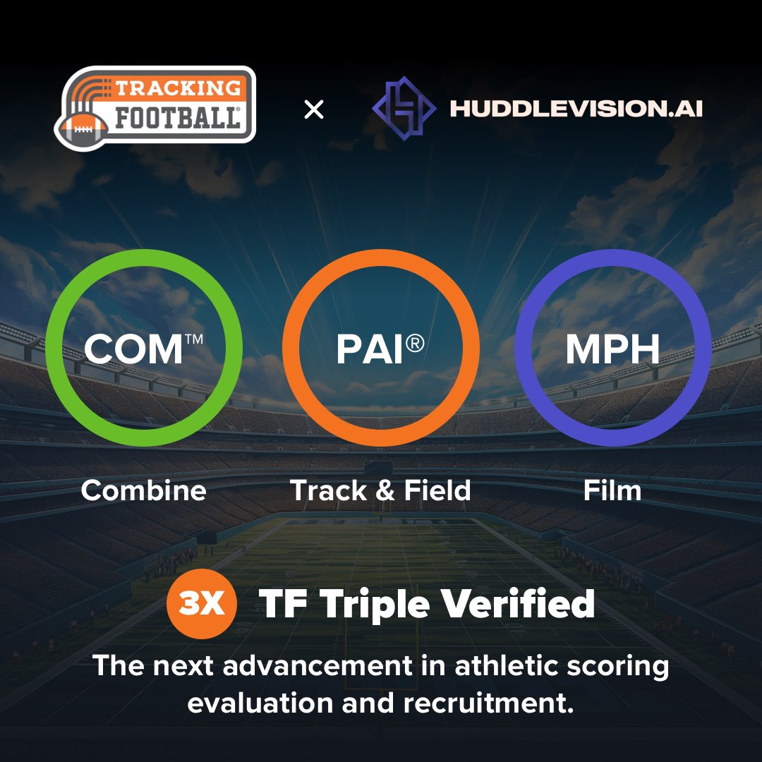 Mark Branstad (@trckftblguy) on Twitter photo We want to bring football evaluators the full athletic spectrum of data and insights. <a href="/HuddlevisionAI/">Huddlevision AI</a> will help us achieve that goal. huddlevision.ai
Combine+Track+MPH = Triple Verified™️
🚀📈 We want to bring football evaluators the full athletic spectrum of data and insights. <a href="/HuddlevisionAI/">Huddlevision AI</a> will help us achieve that goal. huddlevision.ai
Combine+Track+MPH = Triple Verified™️
🚀📈