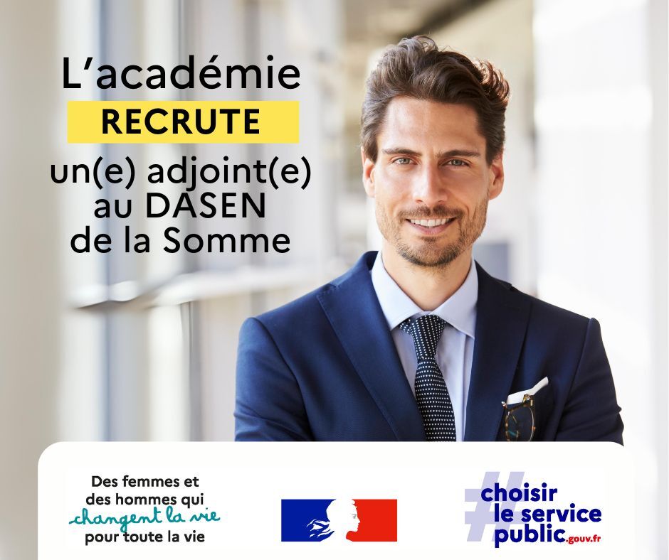 📣 L'académie recrute un(e) adjoint(e) au DASEN de la Somme en charge du 1er degré
✅ Pilotage pédagogique de la politique nationale et académique, sous l’autorité du DASEN
👤 Expérience solide, compétences pédagogiques et didactiques confirmées
➕ choisirleservicepublic.gouv.fr/offre-emploi/a…