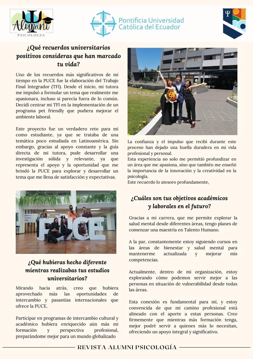 psicopuce's tweet photo. 🎓¡Es una alegría dar la bienvenida a nuestra revista Alumni a Camila Calvache! 

Su historia da cuenta de su camino por nuestras aulas, recordándonos siempre el poder transformador de la educación. https://t.co/5ouVDnn7kD
