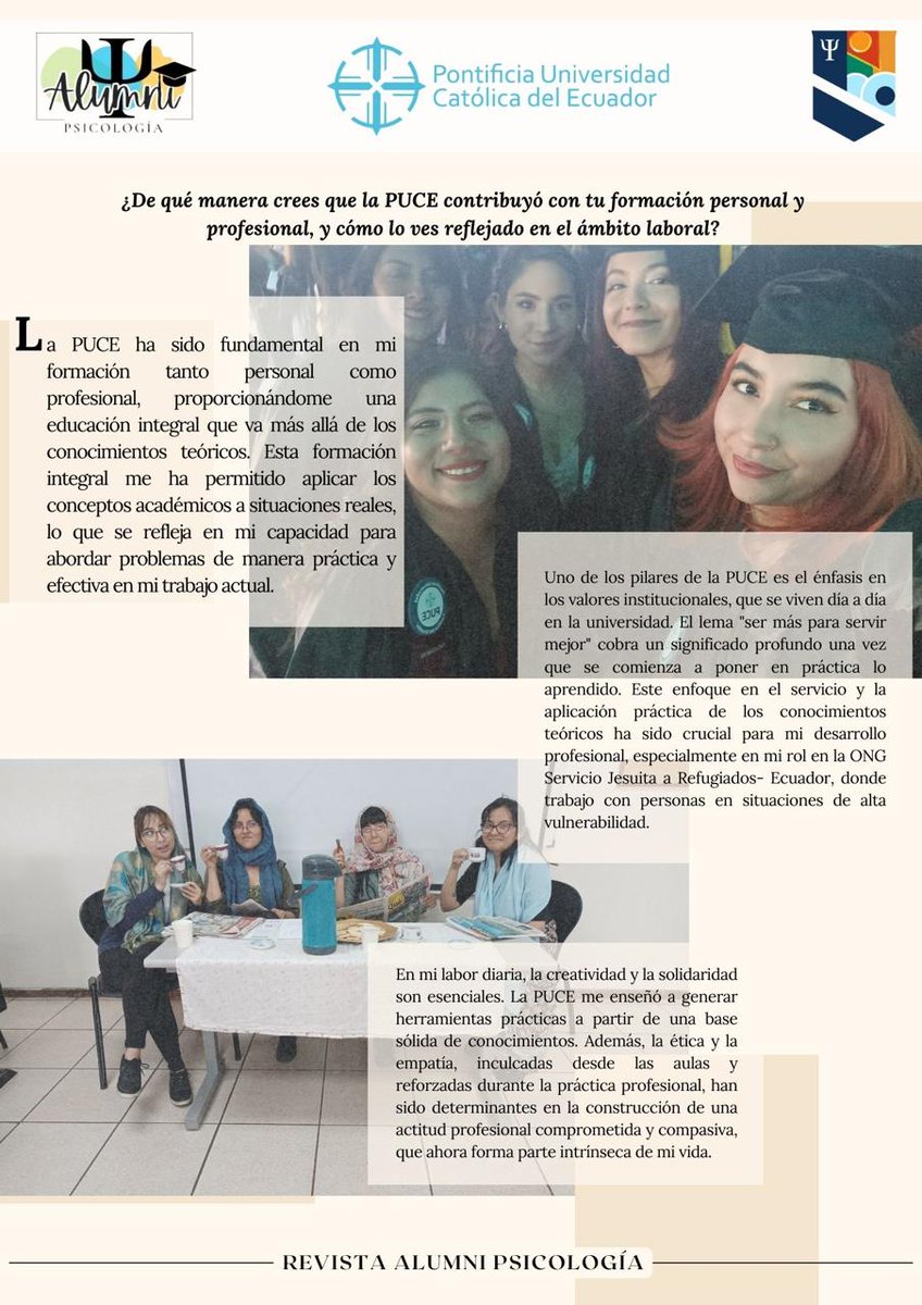 psicopuce's tweet photo. 🎓¡Es una alegría dar la bienvenida a nuestra revista Alumni a Camila Calvache! 

Su historia da cuenta de su camino por nuestras aulas, recordándonos siempre el poder transformador de la educación. https://t.co/5ouVDnn7kD