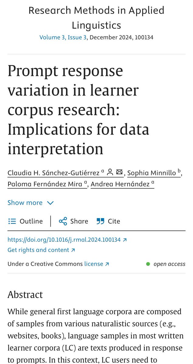 New #LCR article out! We highlight the importance of writers’ interpretations of prompts to the language they produce during corpus data collection tasks, resulting in considerable variation between participants and across prompts. doi.org/10.1016/j.rmal…
