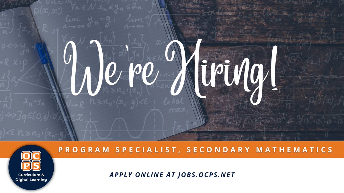 KAngel_OCPS's tweet image. We&apos;re looking for a talented individual to join our team and help us create engaging resources and professional learning opportunities for middle and high school math teachers. Apply now and share your passion for math! @CDLocps @612MathOCPS