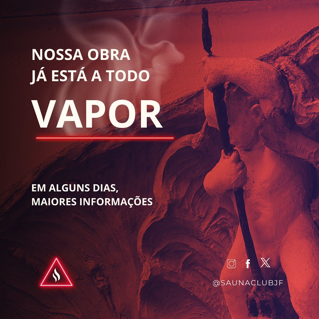 SaunaClubJF's tweet photo. Nosso espaço está quase finalizado e estamos ansiosos para compartilhar tudo com vocês. 🔥
Vem aí, Sauna Club JF! 🔺
#saunagay #gay #gayjf https://t.co/AnY2mA5yMn