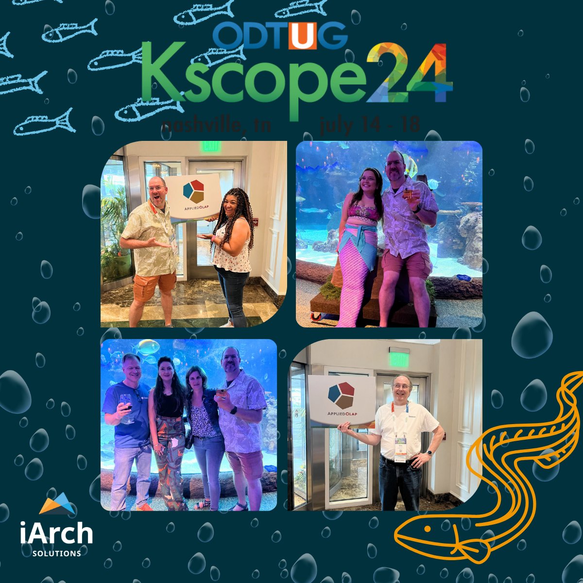 iArchSolutions's tweet image. We shore had a good time last night at the Applied OLAP, Inc. sea-themed event during Kscope 2024 in Nashville! 🦈

Kudos to the team for not just skating on the surface this event really made a splash! 🌊
#Kscope2024 #AppliedOLAP