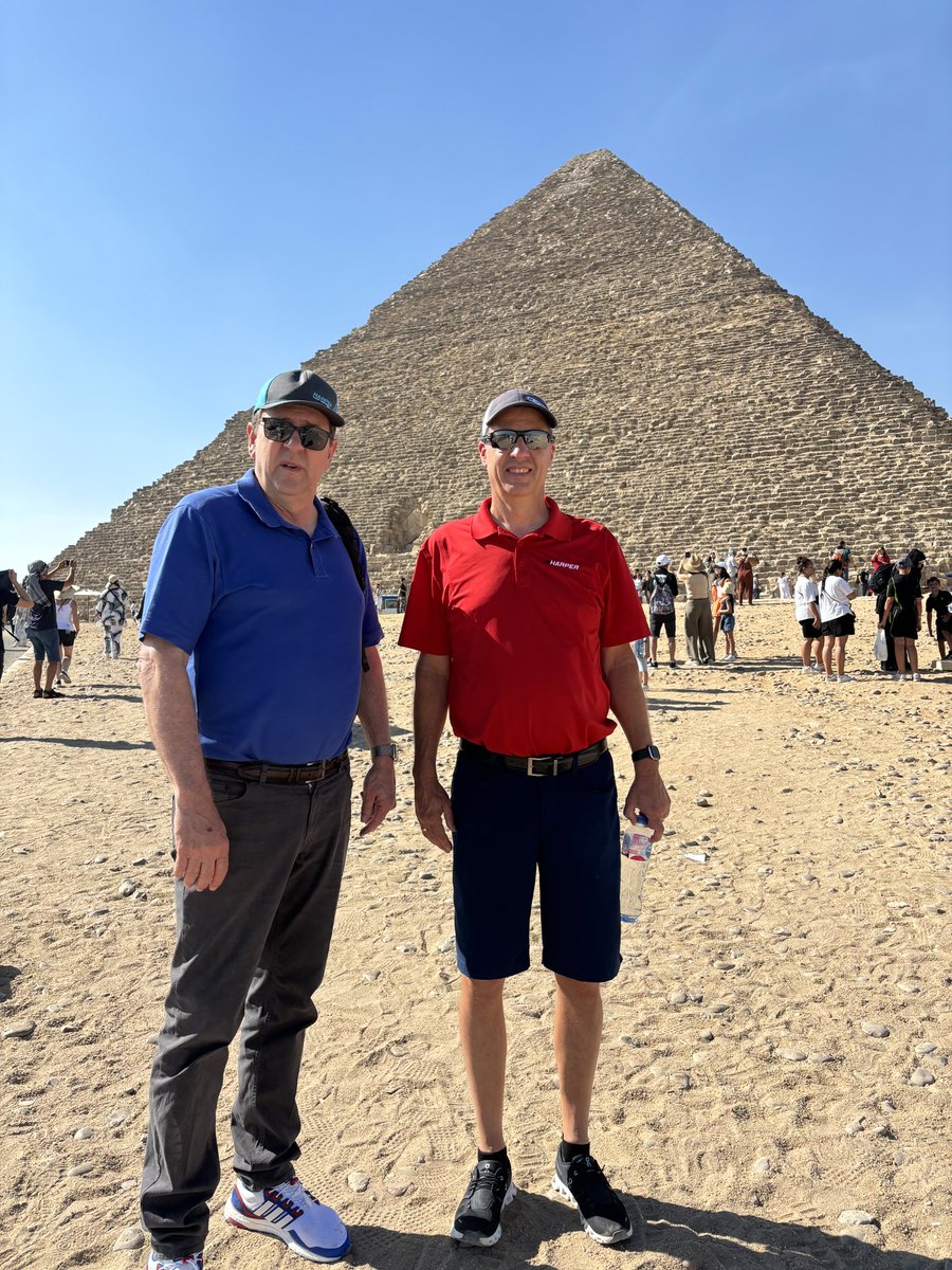 Tim Penner, President &amp; Byron Riesen, Business Development Manager, stopped at The Great Pyramids in Giza for this special announcement. 
🚨Help us welcome Hydroturf Egypt as one of our newest International Harper Turf Equipment Dealers! 🚨