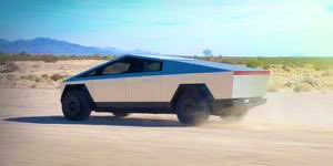 LaNativePatriot's tweet photo. Little did we know…. @elonmusk was playing 5D chess when he created the Cyber Truck

It has a  “sloped roof” 

Ultimate anti fed vehicle https://t.co/YJDZsgCyUw