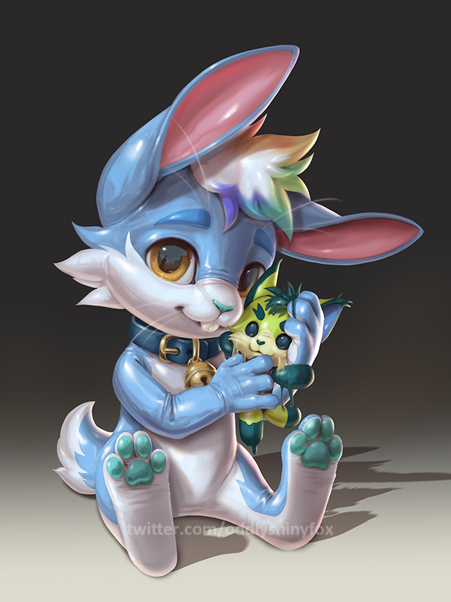 oddlyshinyfox's tweet photo. Rubber bunny and his gooey plushy. For @Bunnifyed https://t.co/wg3WW36Wcb