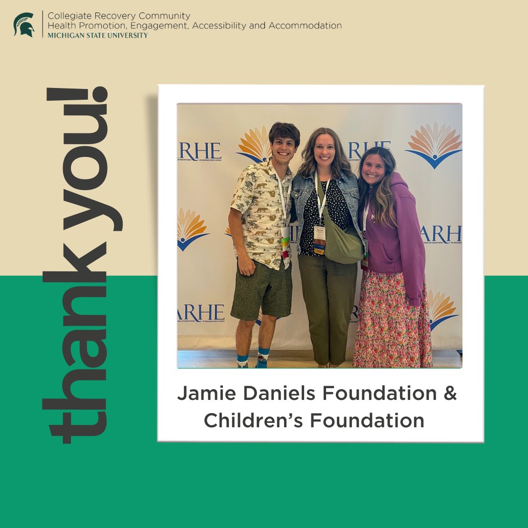MSU_Recovery's tweet photo. We would like  to extend our gratitude to the organizations that made it possible for our student leaders to attend the Association of Recovery in Higher Education Annual Conference in San Diego this month! Thank you for helping us learn and grow. https://t.co/8riycoO4kk