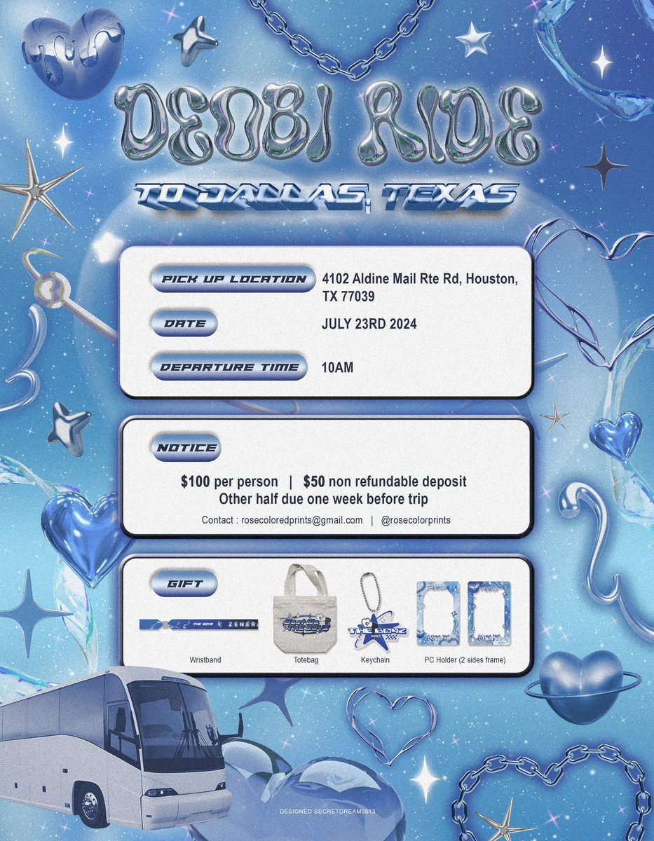 rosecolorprints's tweet photo. Deobi Ride to Dallas 💙📢

Are you from Houston &amp; need a ride to see The Boyz in Dallas?

Make sure to secure your spot asap ◡̈ 

We need more deobis to join ♡ 

DM me for info! 

#TheBoyz #Zeneration2inDallas #TBZINDALLAS #ZENERATION2_in_USA https://t.co/3fee8DHdlp
