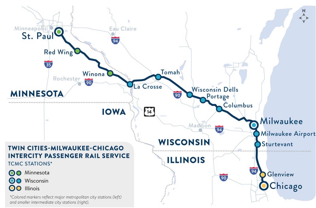 In its first full month of service, <a href="/Amtrak/">Amtrak</a>’s new daily service between the Twin Cities and Chicago saw 19,000 riders, 6x original estimates. 🚂 🇺🇸 
jsonline.com/story/news/loc…