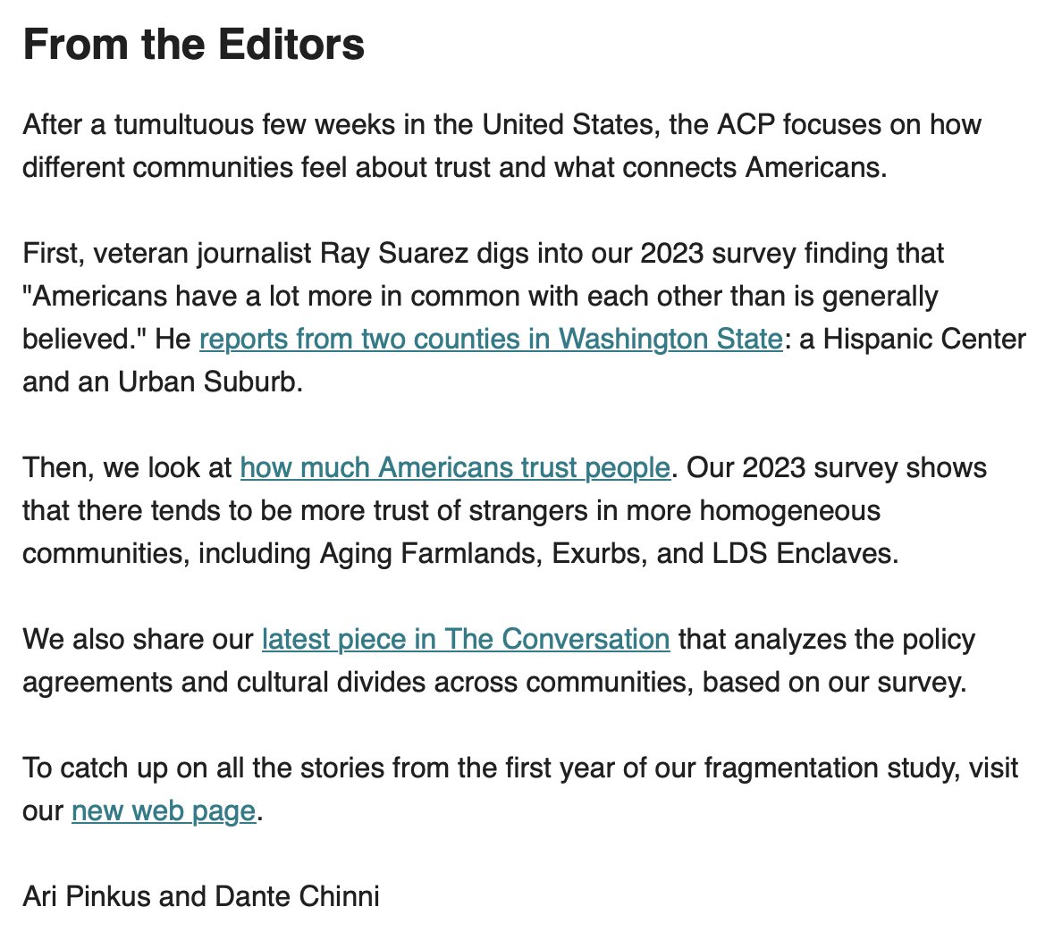 AmCommPro's tweet photo. .@amcommpro's latest newsletter looks at trust in others, Americans' common ties, and cultural divides: https://t.co/wYsphw6JjC https://t.co/7I5rgCG5pq