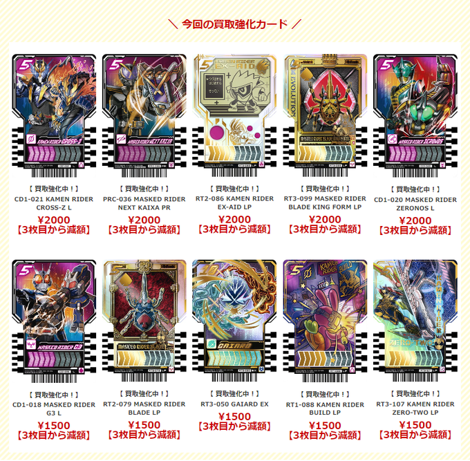 買取表更新】ライドケミートレカ買取表更新のご案内！