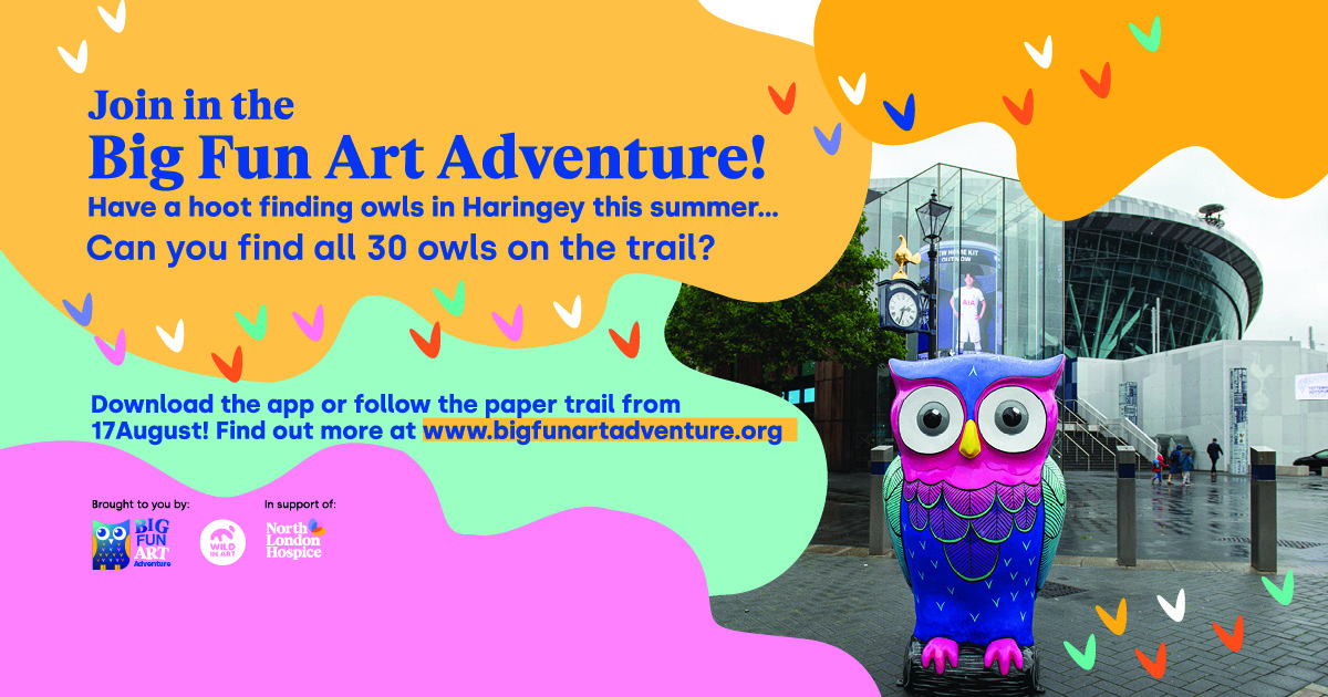 Save the date!  📆

Join in the Big Fun Art Project trail taking place in Haringey from middle August.

Spread the word with family &amp; friends as well as downloading the app! 😍

More details at 👉 bigfunartadventure.org