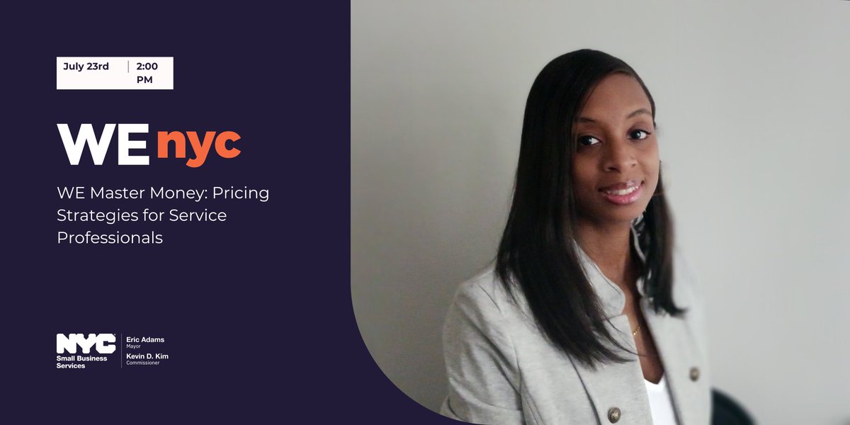 BKE_Network's tweet photo. Join us next Tuesday, 7/23 for WE Master Money: Pricing Strategies for Service Professionals. We will go over the different types of pricing strategies, how to cost your service, and how to use market research as a pricing tool. #wenyc #smallbiznyc

RSVP: https://t.co/XHpYeNyHgn https://t.co/zQ7STidyAT