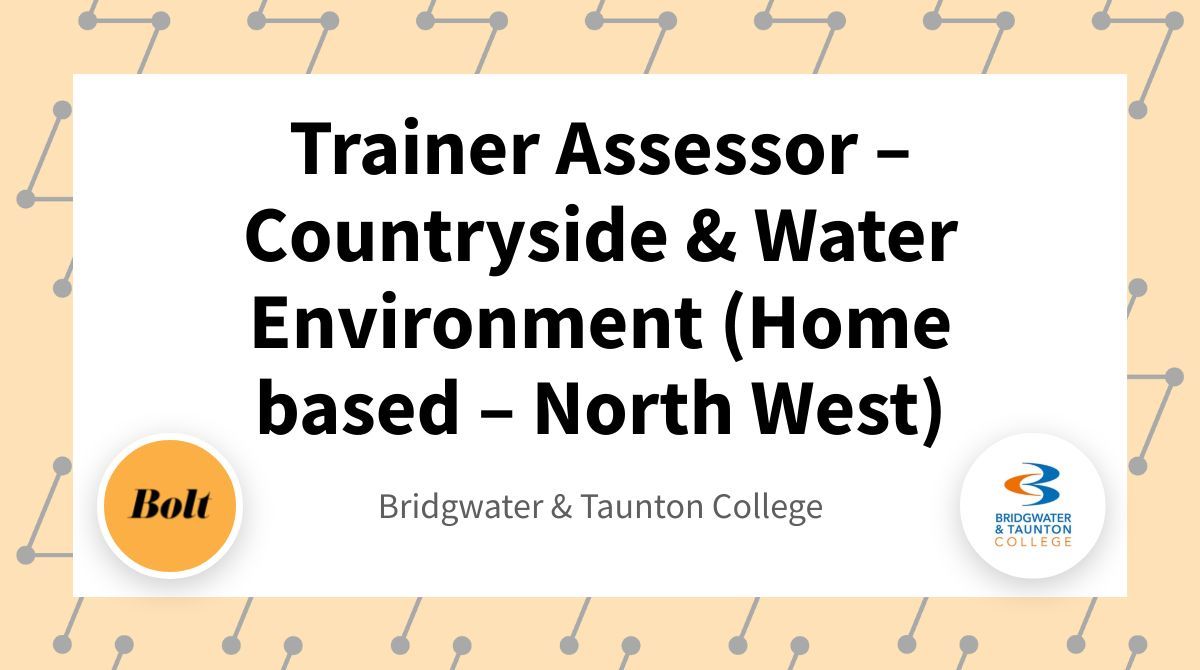 Now hiring! Trainer Assessor – Countryside &amp; Water Environment (Home based – North West) at Bridgwater &amp; Taunton College - 📍Remote  - Apply on our website or browse through 1,000s of FE, Skills &amp; Learning jobs hiring right now 🙌buff.ly/4cPNDju