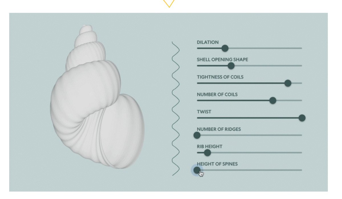 NAChristakis's tweet photo. Fabulous and fun interactive tool via @NatGeo to design your own shell. https://t.co/C7vG6TL6ik
This idea is discussed in #BLUEPRINTbook, where the "world of all possible shells" is used as an analogy for the (limited) variety of human societies. https://t.co/TiNxHwCSKo